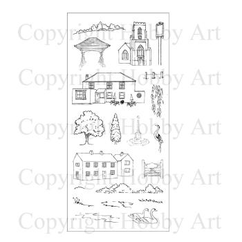 Hobby Art Clear Stamp Set Village Scene-it