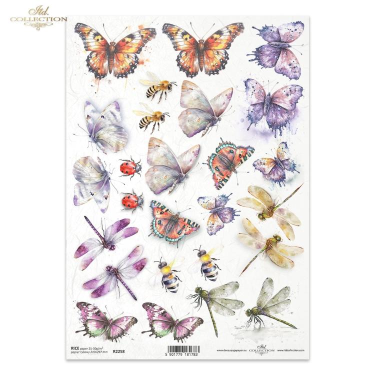 ITD Collection A4 Rice Paper Butterflies R2258