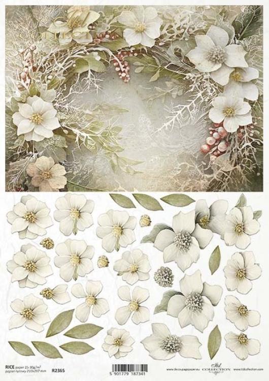 ITD Collection A4 Rice Paper Winter Bouquet R2365