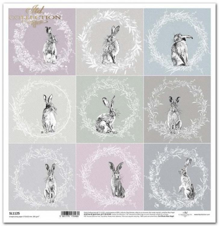 ITD Collection 12x12 Sheet Hares with Wreaths #1125