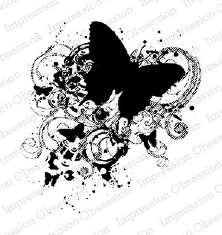 Impression Obsession Cling Stamp Grunge Butterfly