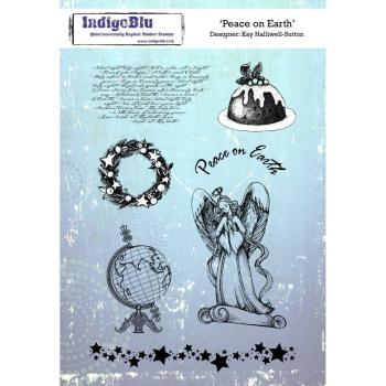 IndigoBlu A6 Mounted Rubber Stamp Peace on Earth