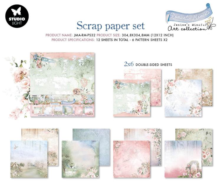 Jenine's Mindful Art 12x12 Paper Set Romantic Moments #32