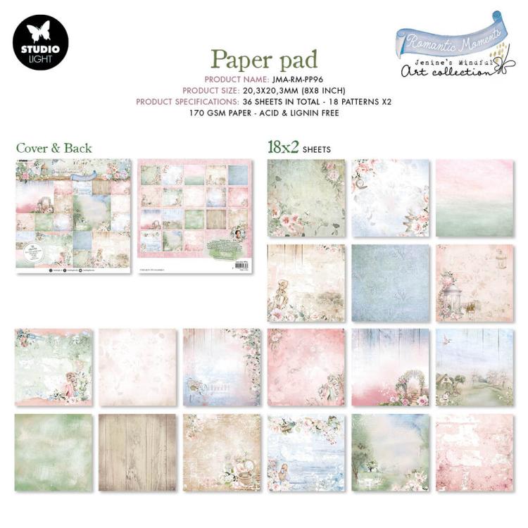 Jenine´s Mindful Art 8x8 Paper Pad Romantic Moments #96