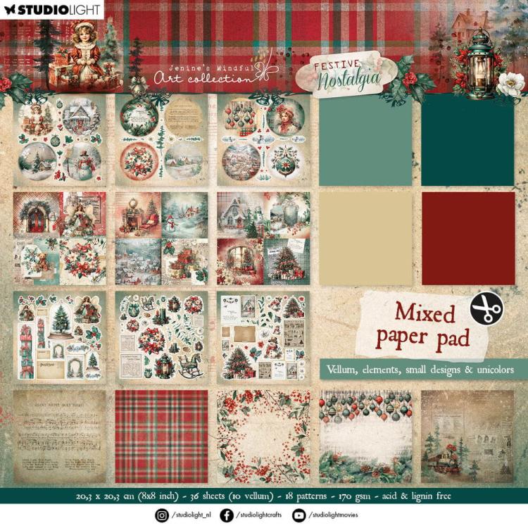 Jenine´s Mindful Art Festive Nostalgia 8x8 MIXED Paper Pad #254