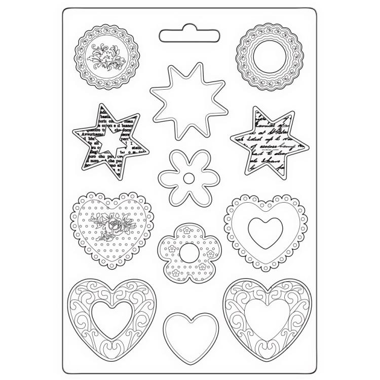 K3PTA4563 Stamperia A4 Mould Blue Land Stars and Hearts