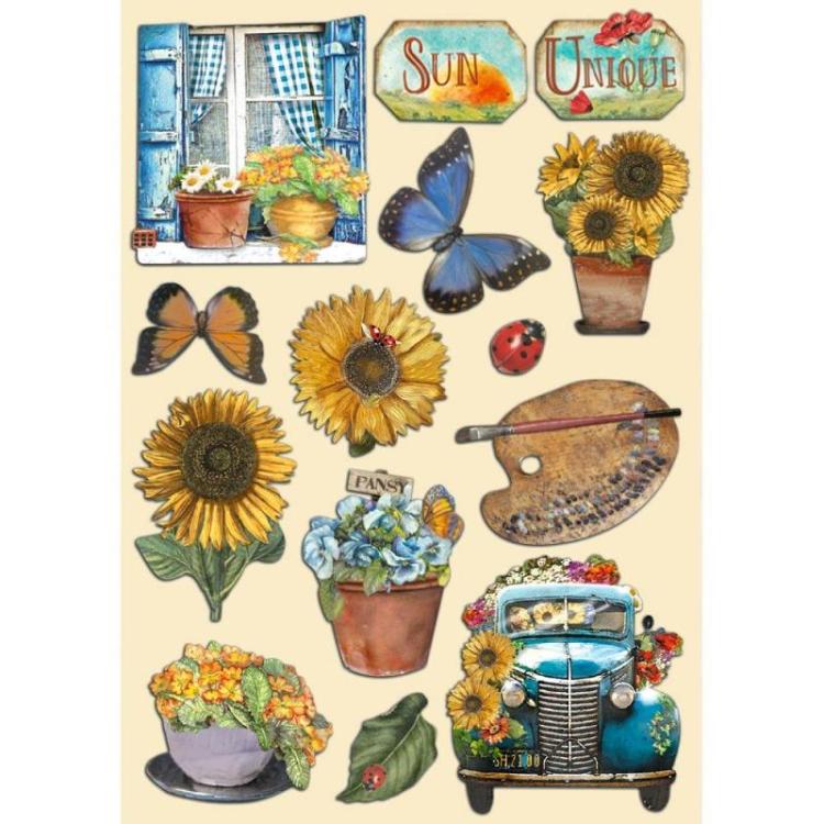 KLSP139 Stamperia A5 Wooden Shapes Sunflower Art