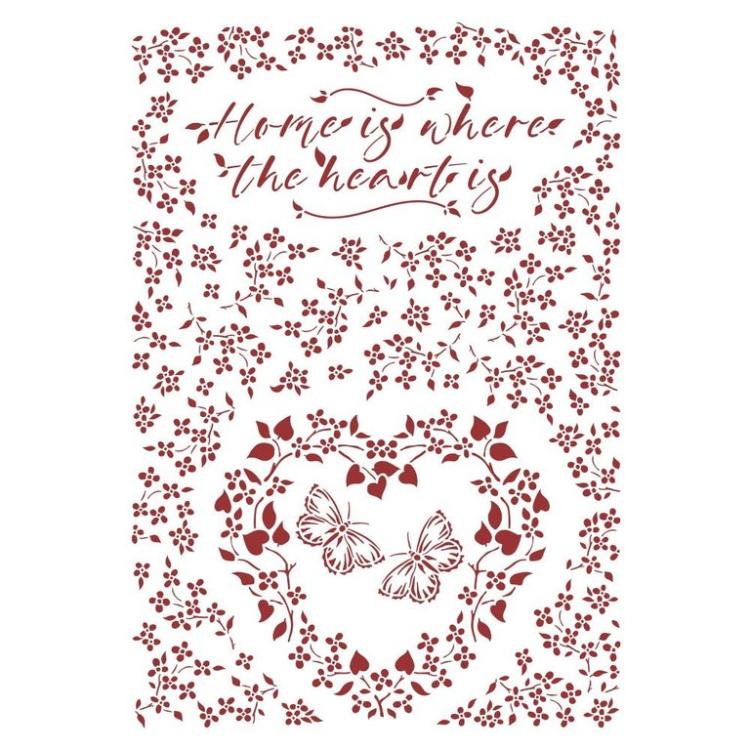 Stamperia Stencil Provence Home is where the heart is KSG490