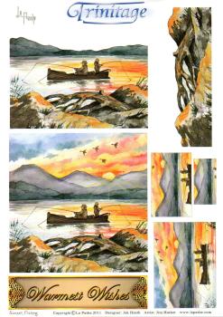 La Pashe Trinitage Card 3D Sheet Sunset Fishing