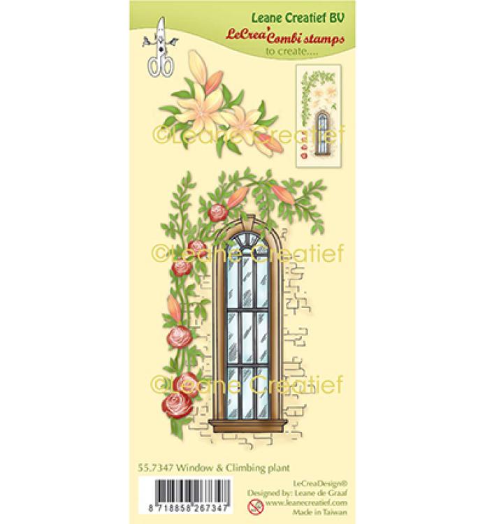 Leane Creatief Stamps Fensterrahmen mit Kletterpflanze 55.7347