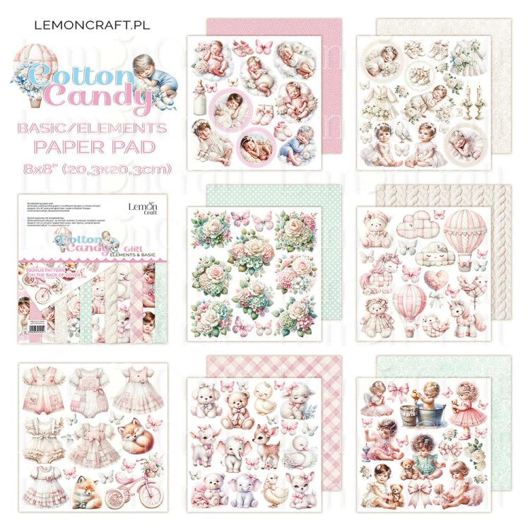 LemonCraft Cotton Candy 8x8 Paper Pad Elements Girl