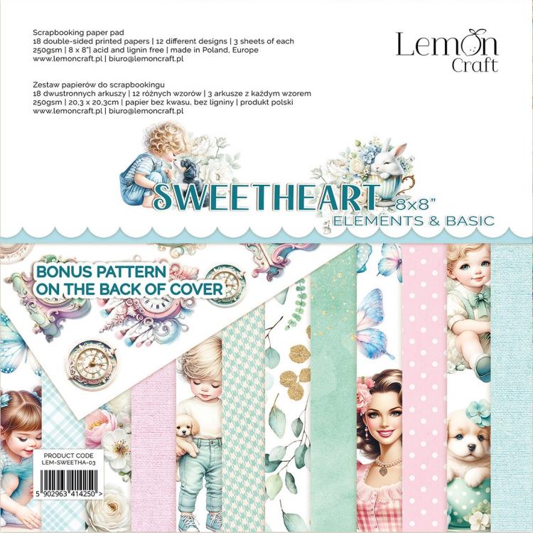 LemonCraft Sweetheart 8x8 Paper Pad Elements & Basic