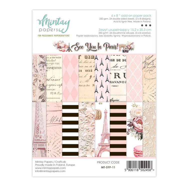 Mintay Papers See You In Paris 6x8 Add-on Paper Pad