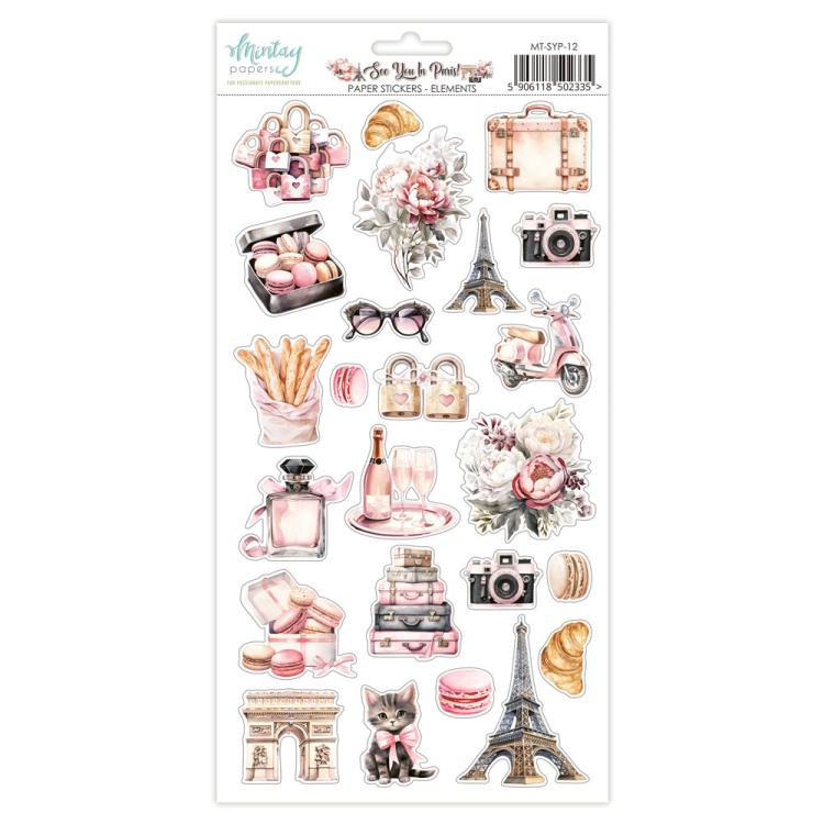 Mintay Papers See You In Paris 6x12 Paper Stickers Elements