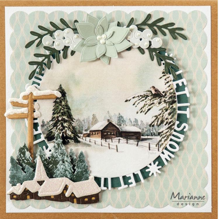 Marianne Design CreaTables Tiny's Snowy Signpost & Fence LR0778