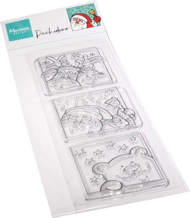 Marianne Design Stamp Hetty's Peek-a-Boo Santa & Friends #CS1109