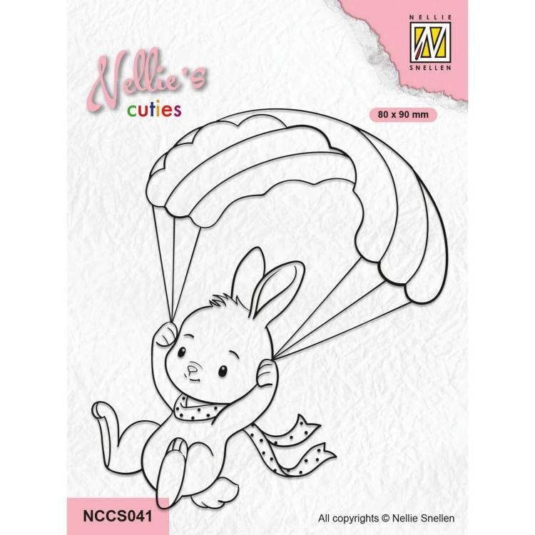 NCCS041 Nellie Snellen Clear Stamp Parachuting Bunny