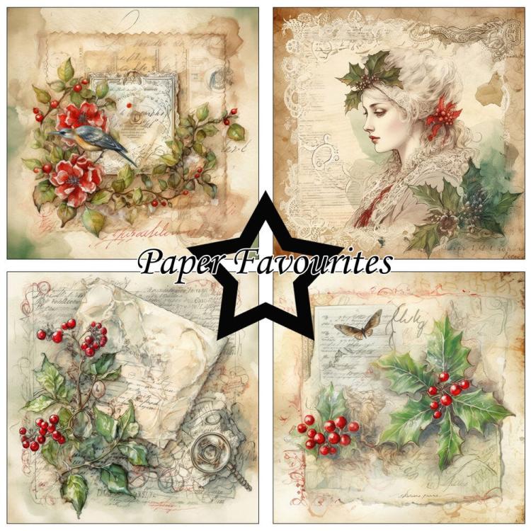 Paper Favourites Vintage Holly 6x6 Paper Pack PF262