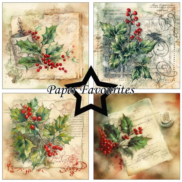 Paper Favourites Vintage Holly 6x6 Paper Pack PF262