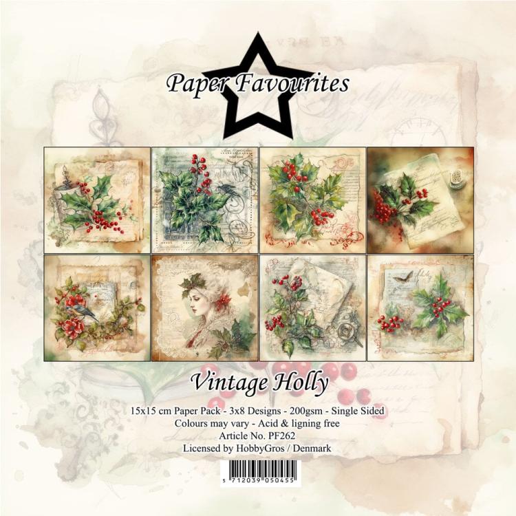 Paper Favourites Vintage Holly 6x6 Paper Pack PF262