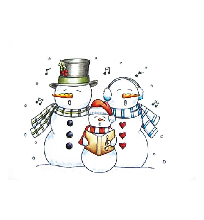 Paper Nest Dolls Rubber Stamp Caroling Snowmen