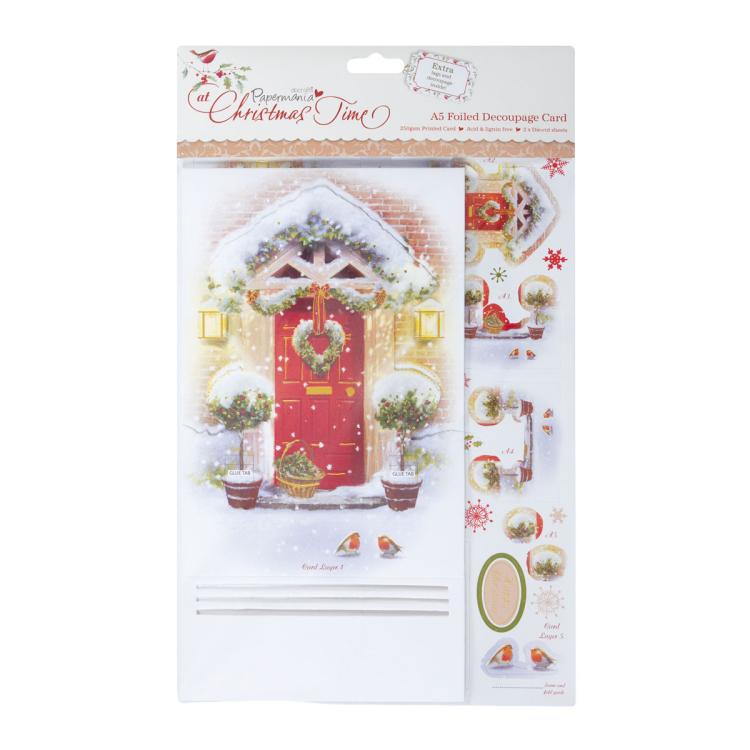 Papermania A5 Foiled Decoupage Card At Christmas Time PMA 169901