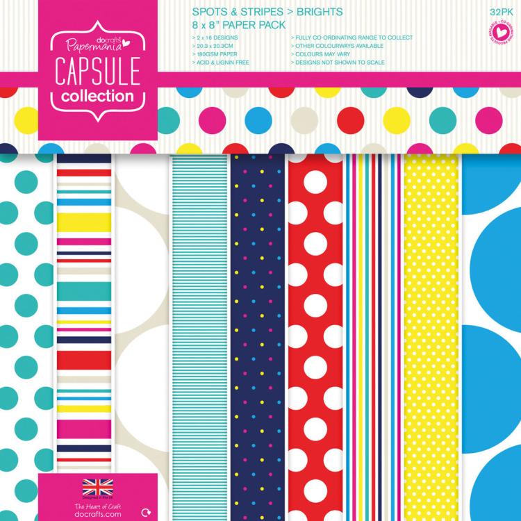 Papermania Capsule 8x8 Spot & Stripes Brights #160206