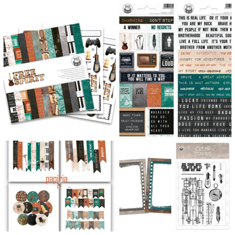 Piatek 13 Bumper Scrapbooking Kit Free Spirit mit Stempel