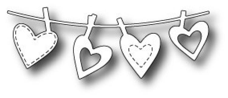 Poppy Stamps Stanzschablone Clothesline Hearts