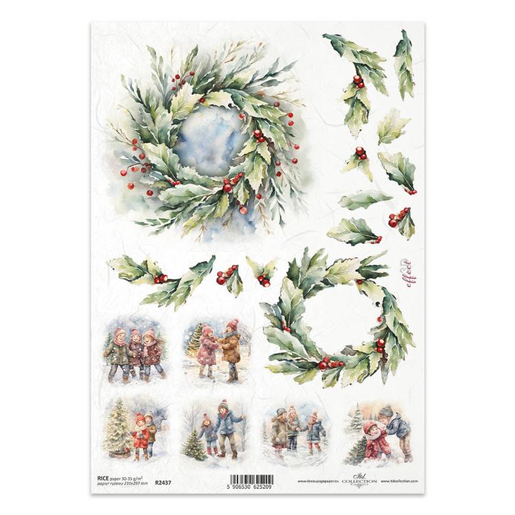 R2437 ITD Collection Winter Wreaths A4 Rice Paper