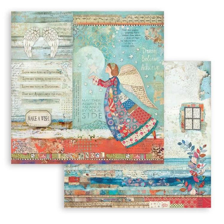 Stamperia 12x12 Paper SET Christmas Patchwork Angel SBB807