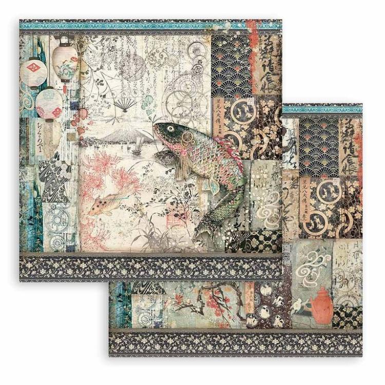 Stamperia 12x12 Paper SET Sir Vagabond in Japan Fish SBB823