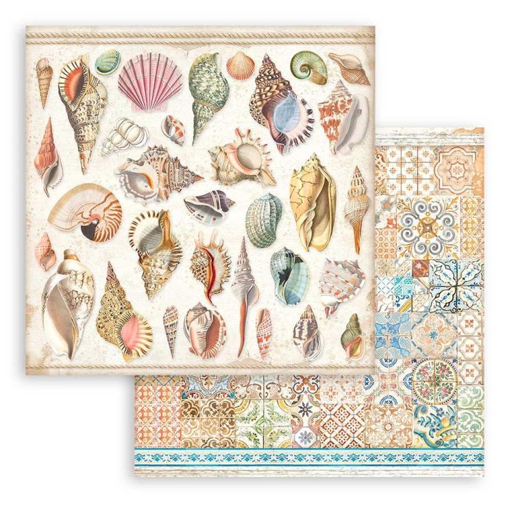 SBB912 Stamperia 12x12 Paper Set Blue Dreams Shells