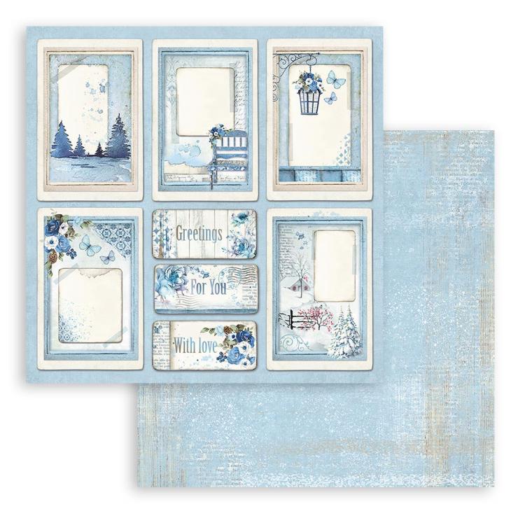 SBB939 Stamperia 12x12 Paper 3-er Set Blue Land Cards