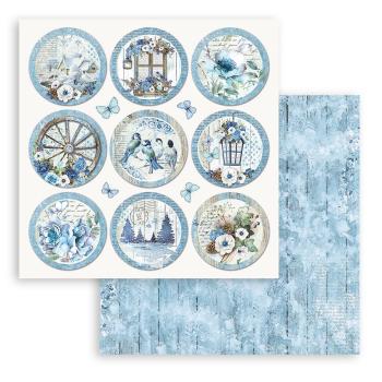 SBB940 Stamperia 12x12 Paper 3-er Set Blue Land Rounds