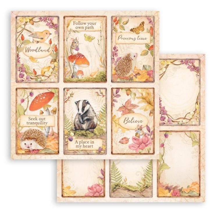 SBB963 Stamperia 12x12 Paper 3-er Set Woodland 6 Cards