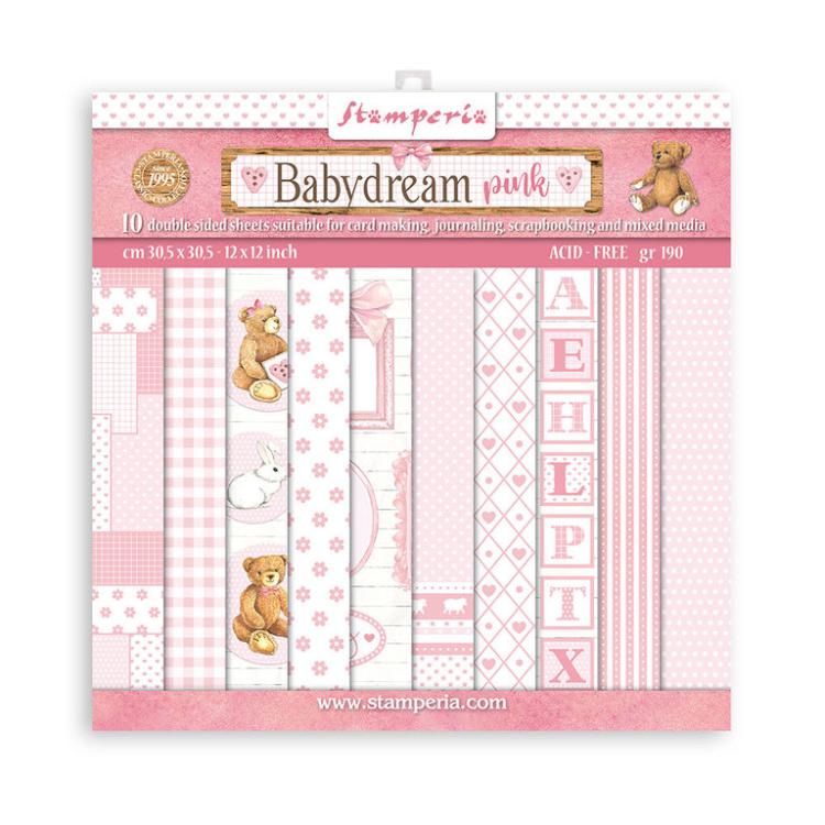 Stamperia 12x12 Paper Pad BabyDream Pink SBBL107