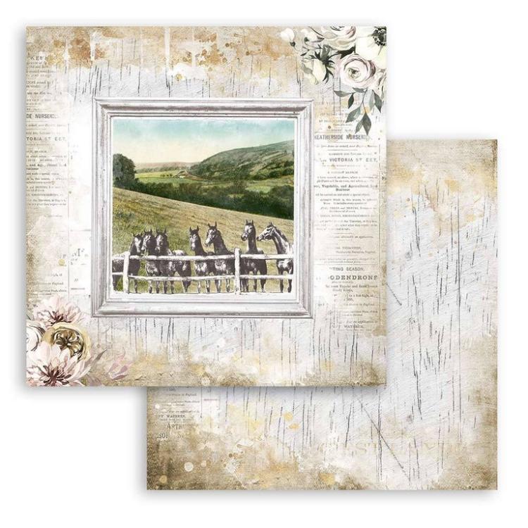 Stamperia 12x12 Paper Pad Romantic Horses #SBBL90