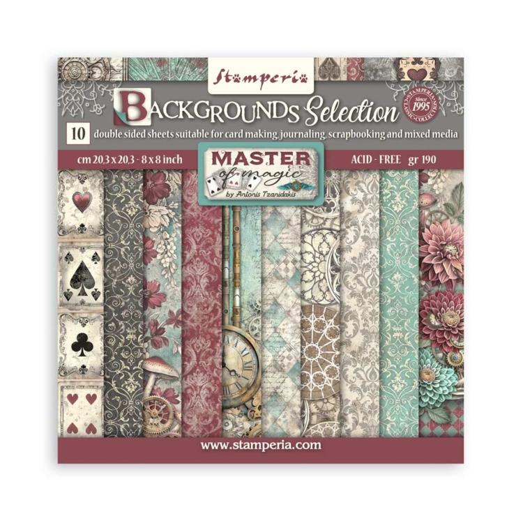 SBBS123 Stamperia Master of Magic Backgrounds 8x8 Paper Pad