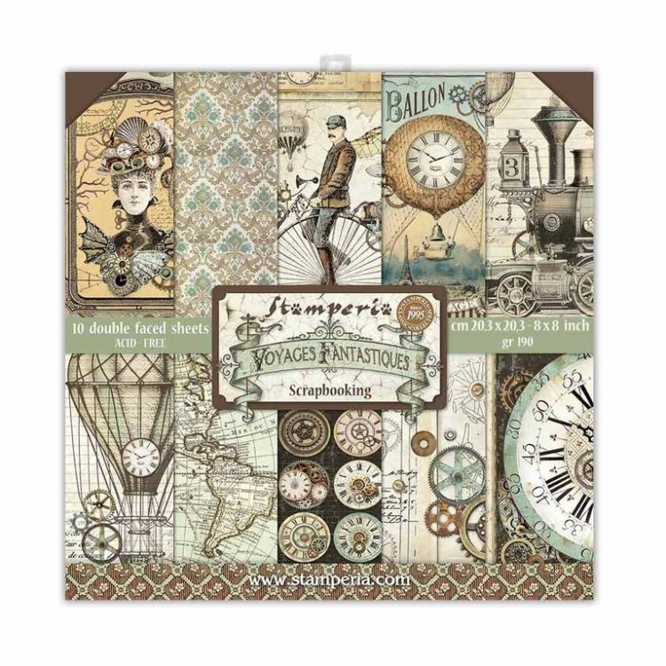 Stamperia 8x8 Paper Pad Voyages Fantastiques #SBBS30