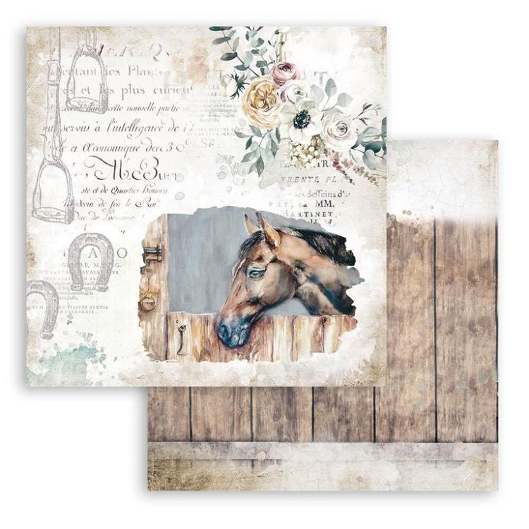 Stamperia 8x8 Paper Pad Romantic Horses #SBBS39