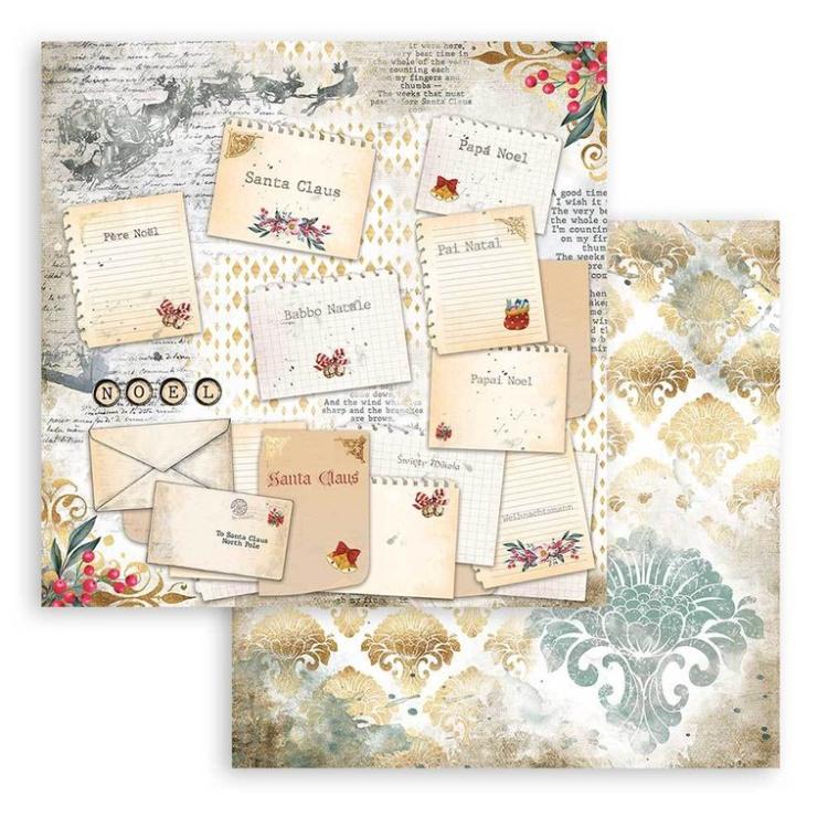 Stamperia 8x8 Paper Pad Romantic Christmas #SBBS44