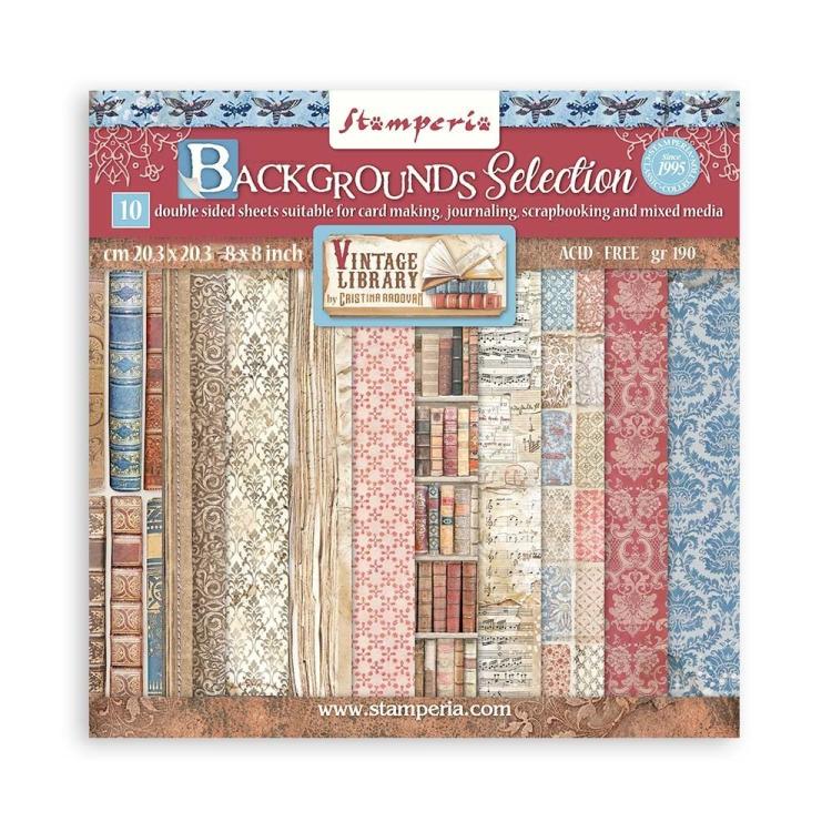 SBBS81 Stamperia 8x8 Paper Pad Background Vintage Library