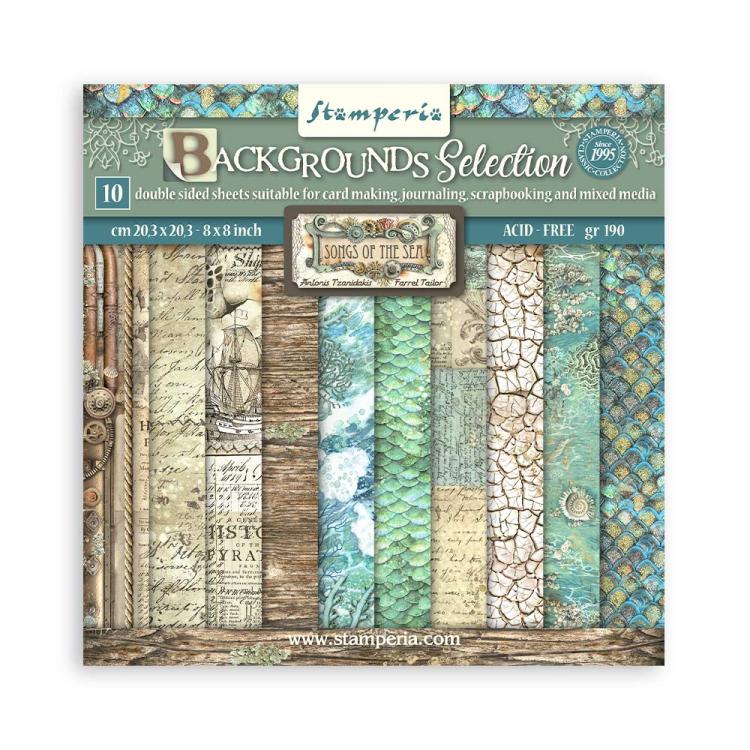 SBBS91 Stamperia Songs of the Sea 8x8 Paper Pad Backgrounds