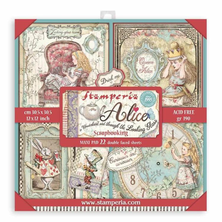 Stamperia 12x12 Paper Pad Alice Through the Looking Glass #SBBXL12