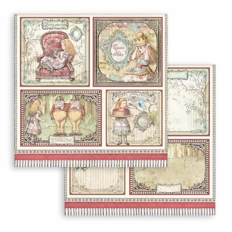 Stamperia 12x12 Paper Pad Alice Through the Looking Glass #SBBXL12