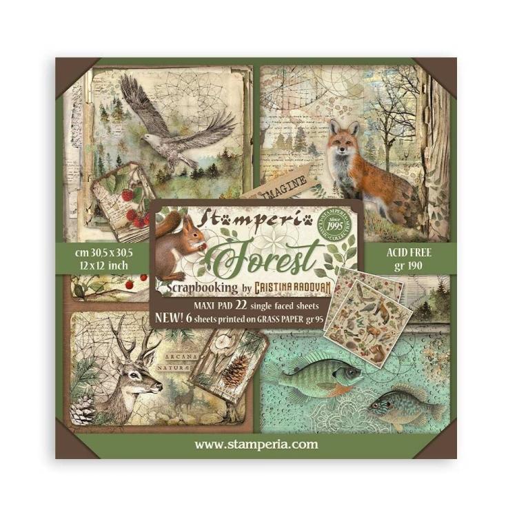 SBBXLBG01 Stamperia Forest 12x12 MAXI Paper Pad