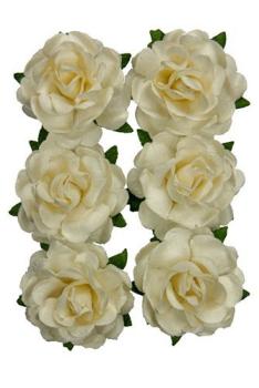 Mulberry Flowers Jubilee Roses 3 cm White