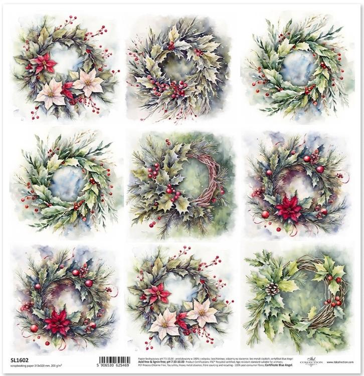 SL1602 ITD Collection Winter Wreaths 12x12 Sheet