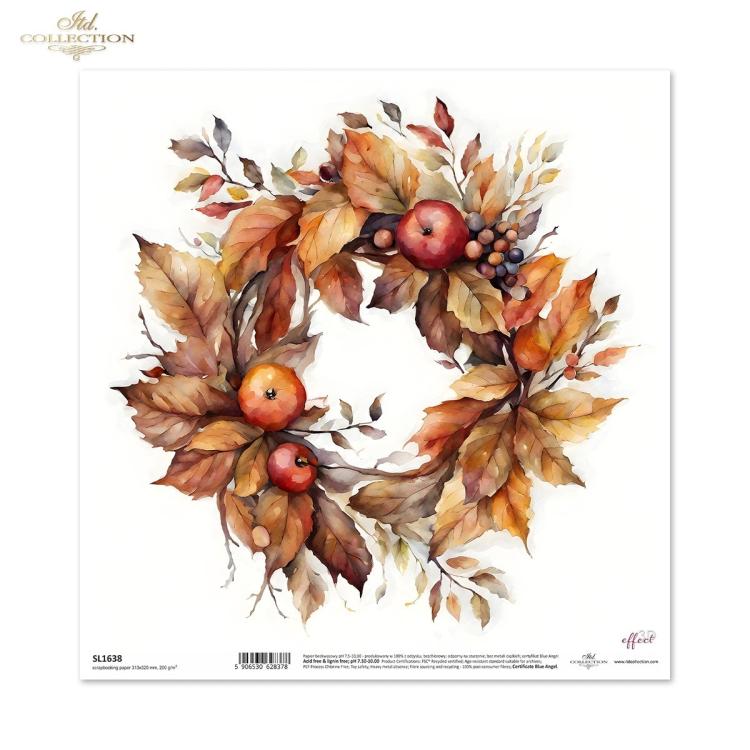 SL1638 ITD Collection Autumn Wreath 12x12 Sheet